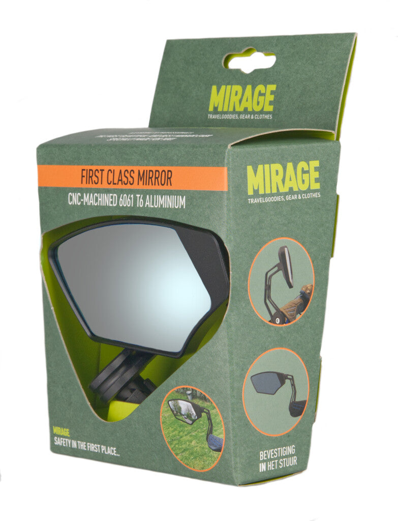 Mirage Mirror Bar-end Turning Luxury Dimming Glass Black Metallic On Card