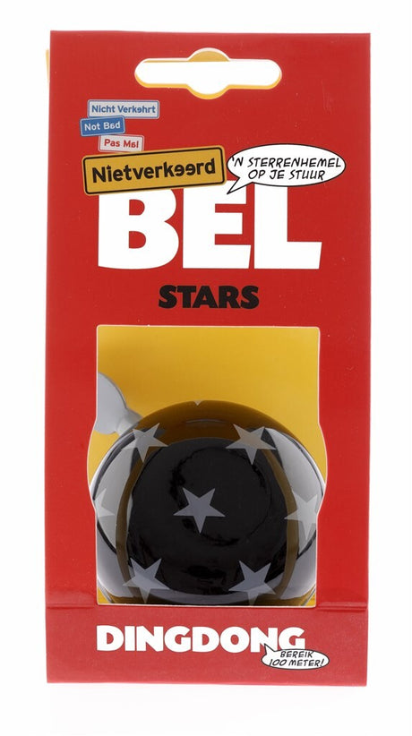 Nv ding dong bel 60mm stars zwart met sterren kaart