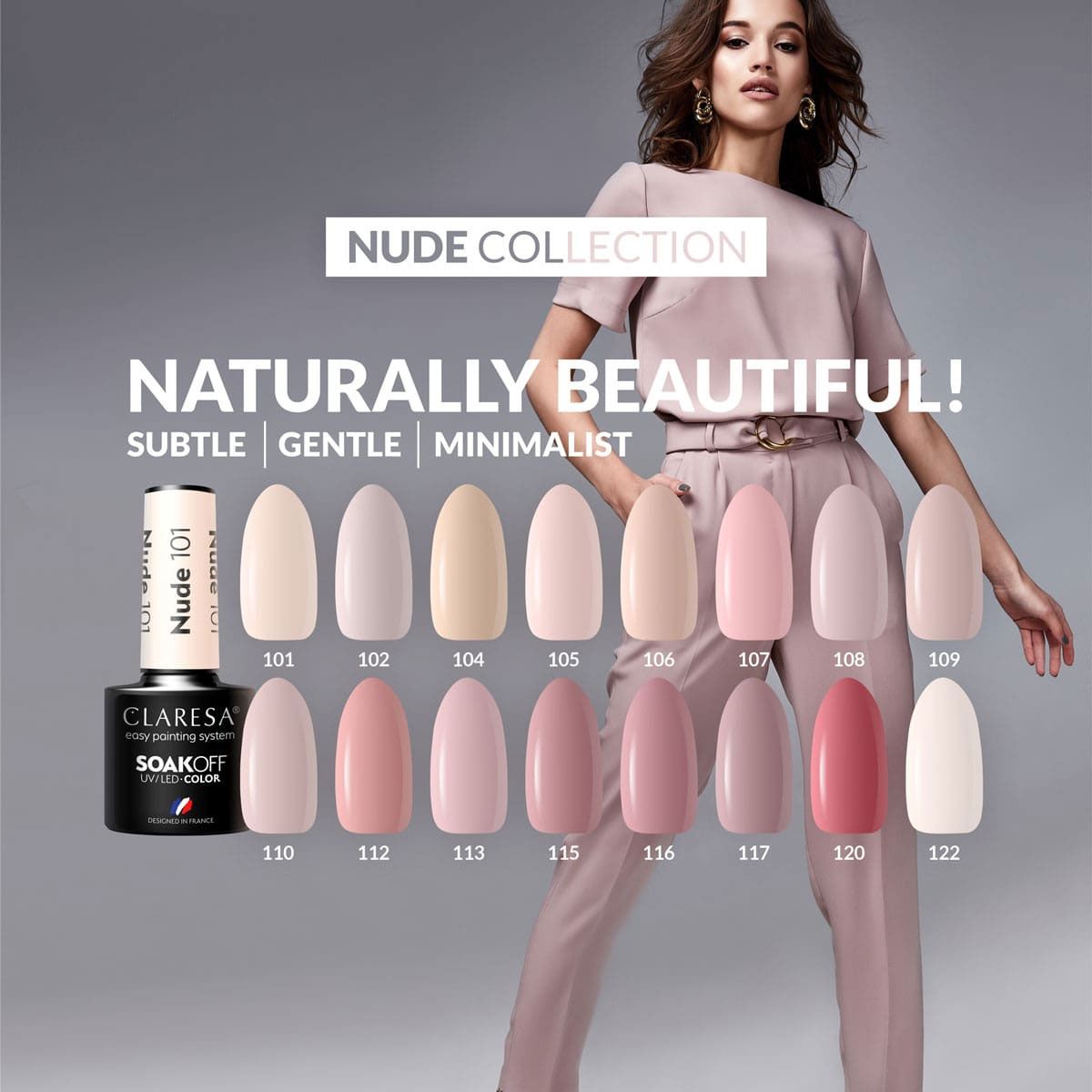 Claresa UV-LED-Gel-Lack, 5 ml, Nude 115