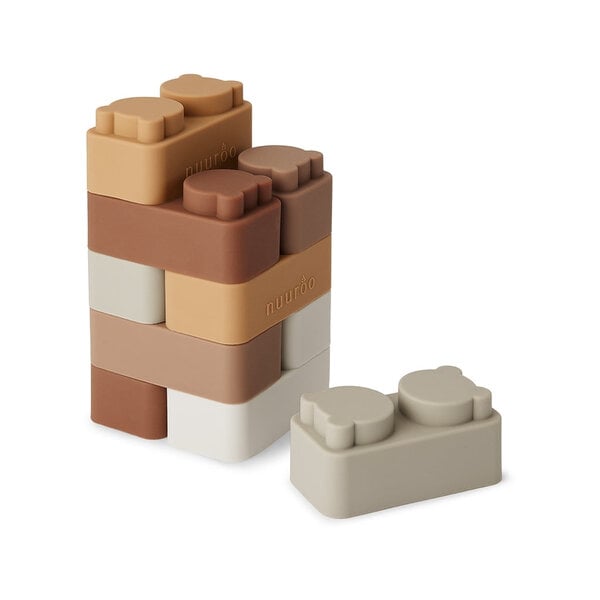 Nuuroo Nuuroo Pile Silicone Building Bricks 10 pcs Brun Color Mix