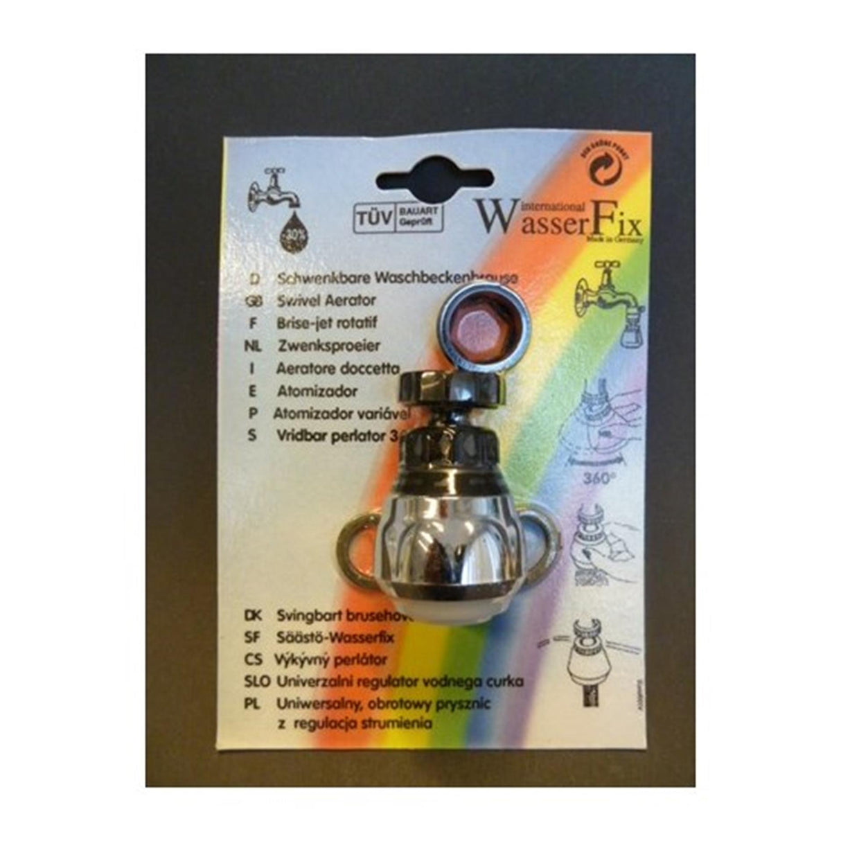 Wasserfix schwenkbarer Wasserhahn-Duschkopf schwarz