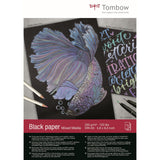 Tombow • schwarzes Papier DIN A5 (14,8 x 21 cm), 15 Blatt, 250 g m² (120 lbs), schwarz