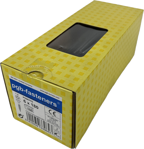 Pgb-europe pgb-fasteners spaanplaatschroef vzk-t deeldraad snijpunt verzonken kop ø6,0x180 zn tx30 | 100 st | pgwvtg001006001802