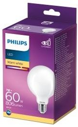 Philips led globe g93 e27 7-60w 2700k filament mat blister - 5103263