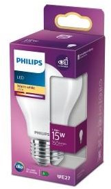 Philips led lamp - standaard lampvorm met e27 fitting - warmwit licht: 2700k - 15w - mat glas