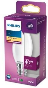 Philips led kaars e14 4,3-40w 2700k filament mat blister - 5100307