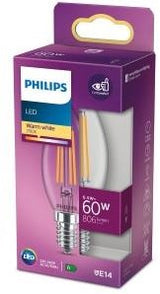Philips led lamp - kaarslamp met e14 fitting - warmwit licht: 2700k - 60w - helder glas