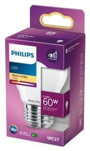 Philips led lamp - kogellamp met e27 fitting - warmwit licht: 2700k - 60w - mat glas
