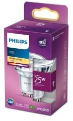 Philips led spot gu10 230v 2,7-25w 2700k blister - 5105115