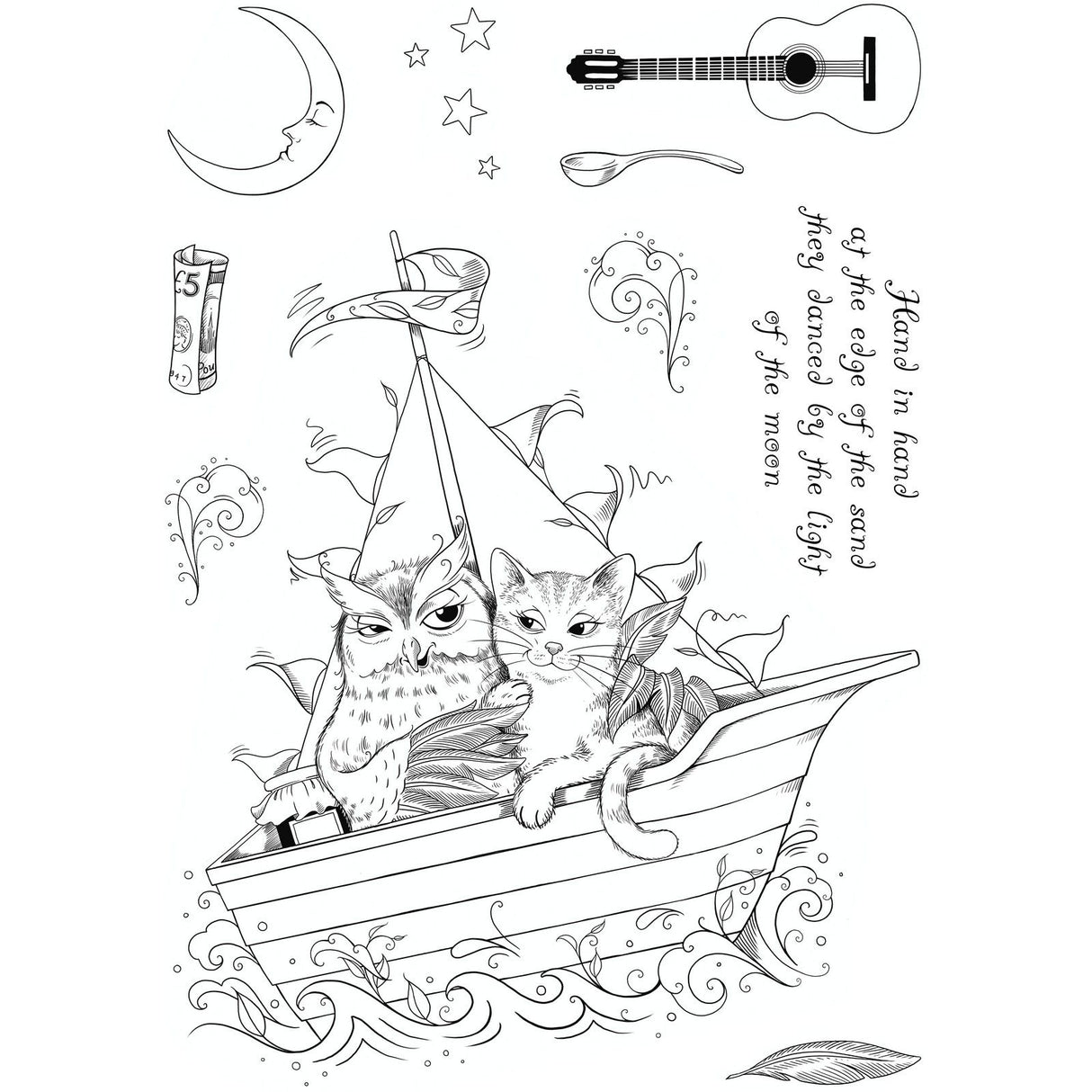 Pink ink designs • mother goose series clear stempels the owl the pussycat