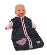 Bayer schicker Puppenschlafsack (dunkelblaues Herz)