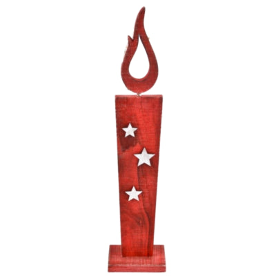 Bild Kerze LED auf Batterie Holz rot 36 cm | 12 Stück