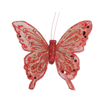 Schmetterling auf Clip rot 11 cm | 48 Stück