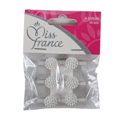 Miss France Dekoblume auf Clip weiß 2,5 cm 6er Set | 24 Stück