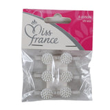 Miss France Dekoblume auf Clip weiß 2,5 cm 6er Set | 24 Stück