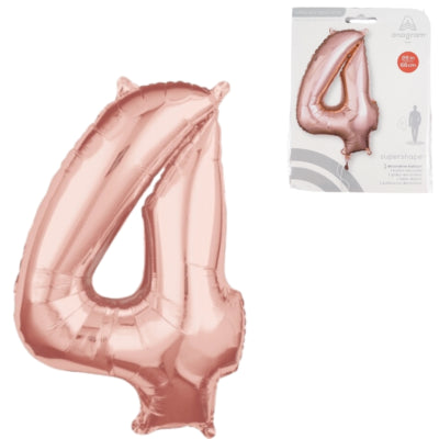 Amscan Folienballon Nummer 4 roségoldfarben 66 cm | 40 Stück