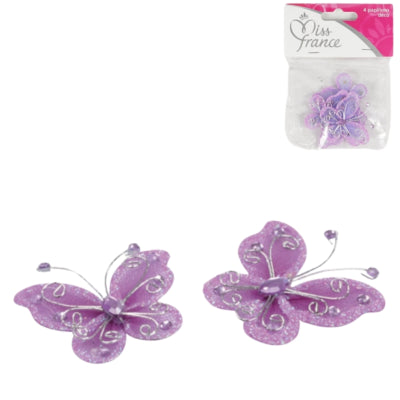 Deko-Schmetterling lila 4 cm 4er-Set | 24 Stück