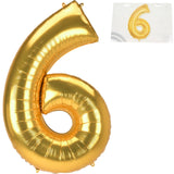 Amscan Folienballon Jumbo Zahl 6 goldfarben 137 cm | 36 Stück