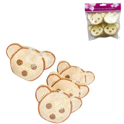 Geschenkverpackung Bär beige 9 cm 4er Set | 24 Stück