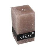 Spaas(r) Stumpenkerze rustikal quadratisch taupe 7 x 13 cm | 6 Stück