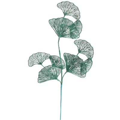 Künstlicher Zweig Ginko Glitzer grün 70 cm | 36 Stück