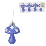Weihnachtsanhänger Pilz Glitzer Blau 7 cm 4er Set | 24 Stück