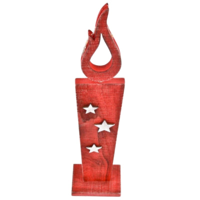 Bild Kerze LED auf Batterie Holz rot 36 cm | 12 Stück