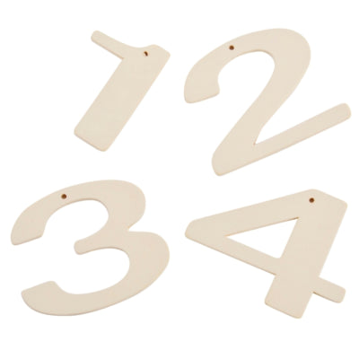 Dekobuchstaben 1,2,3,4 creme 6 cm | 24 Stück