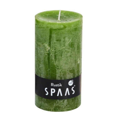 Spaas(r) Stumpenkerze rustikal olivgrün 7 x 13 cm | 8 Stück