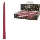 Stern Fabrik Tafelkerze Twist Bordeaux 2,2 x 25 cm | 36 Stück