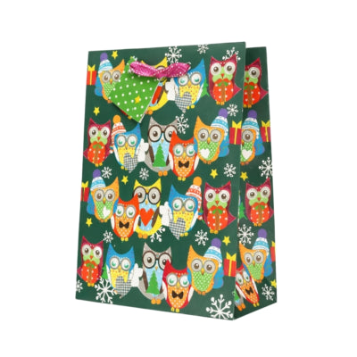 Horn-Geschenktüte Weihnachtseulen 20,5 x 11 x 25,5 cm | 30 Stück
