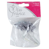 Miss France Satinblumen mit Strasssteinen grau 13 cm 12 Stück | 24 Stück