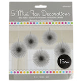 Amscan Dekofächer silberfarben 15 cm 5er-Set | 24 Stück