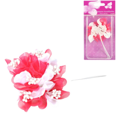 Dekoblume mit Perlen rosa 13 cm 6er Set | 24 Stück