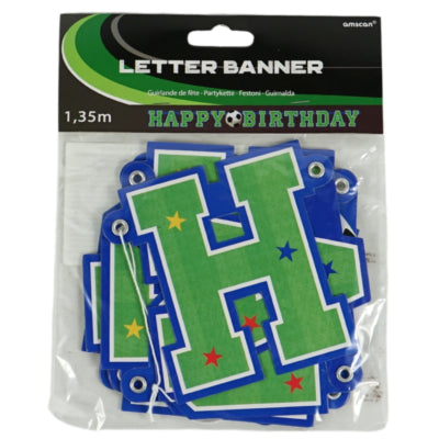 Amscan Buchstabengirlande Happy Birthday Fußball 135 cm | 24 Stück