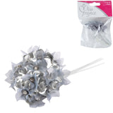 Miss France Satinblumen mit Strasssteinen grau 13 cm 12 Stück | 24 Stück