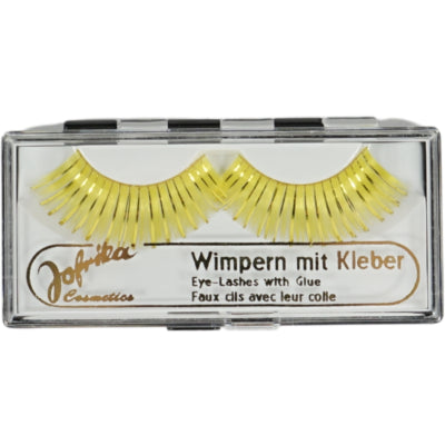 Jofrika Cosmetics künstliche Wimpern gelb Glitzer 9,5 cm B-Wahl | 60 Stück