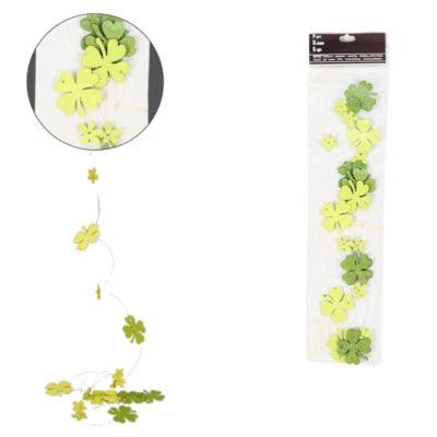 Girlande vierblättriges Kleeblatt grün 120 cm | 48 Stück