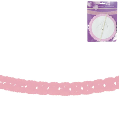 Girlande rund Papier rosa 3 m | 24 Stück