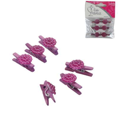 Miss France Dekoblume auf Clip lila 2,5 cm 6er Set | 24 Stück