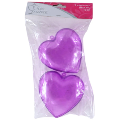Anhänger Herz lila 10 cm 2 Stück | 24 Stück