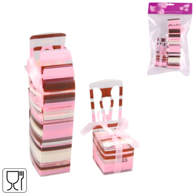 Geschenkverpackung Stuhl rosa braun 6er Set | 24 Stück