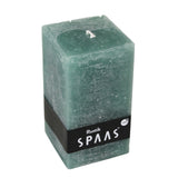 Spaas(r) Stumpenkerze rustikal quadratisch grün 7 x 13 cm | 6 Stück