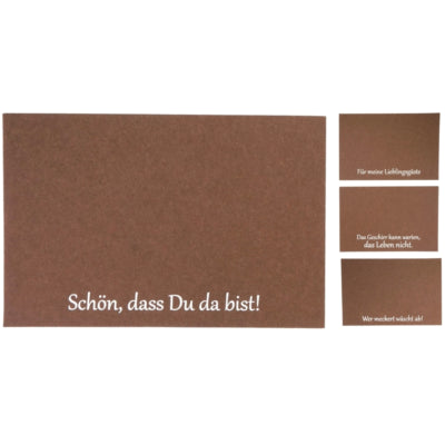 Tischset mit Spruch Filz braun 45 x 30 cm 4-fach sortiert | 48 Stück