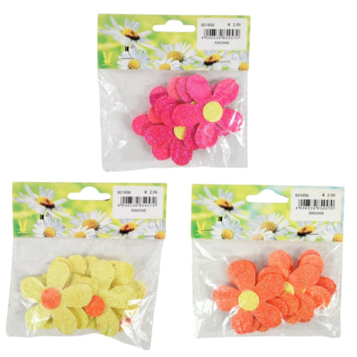 Deko Blumen Papier Glitzer 6 cm 3 sortiert 6er Set | 50 Stück