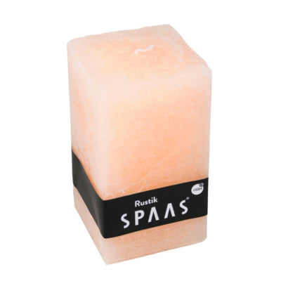 Spaas(r) Stumpenkerze rustikal quadratisch lachs 7 x 13 cm | 6 Stück