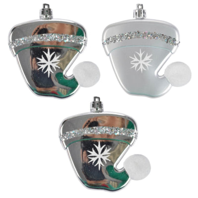 Weihnachtsanhänger Mütze silberfarben 8 cm 3er Set | 24 Stück