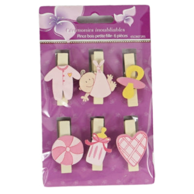 Holzklammer Babyrosa 4-fach sortiert 6er-Set | 48 Stück