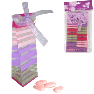 Geschenktüte gestreift lila 15 cm 6 Stück | 24 Stück