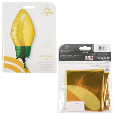 Amscan Folienballon Weihnachtslampe goldfarben 55 cm | 25 Stück